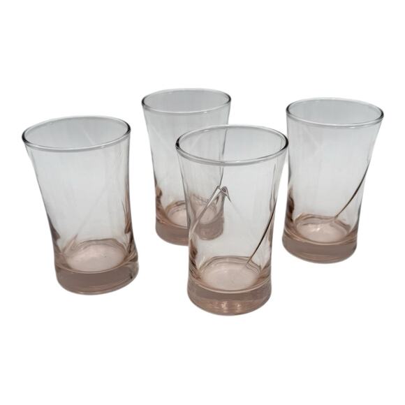 Set of 4 Vintage Blush Pink Swirl Depression Juice Glasses 4” x 2.5” EUC - Picture 2 of 6